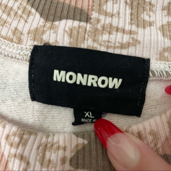 Monrow Leopard Print Raglan Crewneck, Size XL - Picture 5 of 7